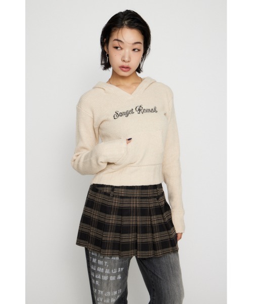 LAGUA GEM（ラグアジェム）の「JACQUARD HOODIE KNIT トップス（ニット/セーター・レディース・バーガンディー/杢グレー/アイボリー/ブラック・FREE）」の15枚目の写真