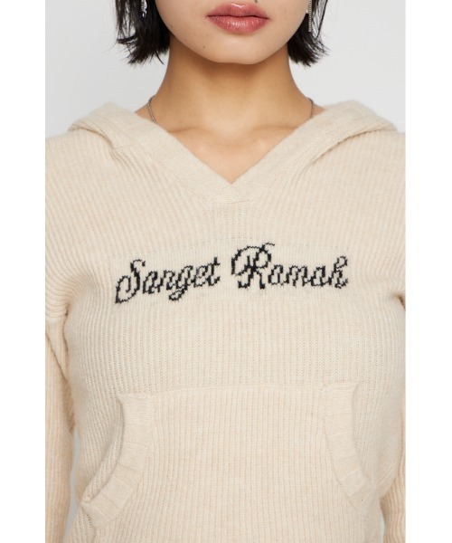 LAGUA GEM（ラグアジェム）の「JACQUARD HOODIE KNIT トップス（ニット/セーター・レディース・バーガンディー/杢グレー/アイボリー/ブラック・FREE）」の19枚目の写真