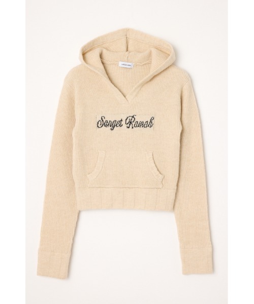 LAGUA GEM（ラグアジェム）の「JACQUARD HOODIE KNIT トップス（ニット/セーター・レディース・バーガンディー/杢グレー/アイボリー/ブラック・FREE）」の20枚目の写真