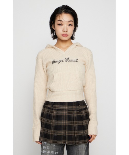LAGUA GEM（ラグアジェム）の「JACQUARD HOODIE KNIT トップス（ニット/セーター・レディース・バーガンディー/杢グレー/アイボリー/ブラック・FREE）」の13枚目の写真