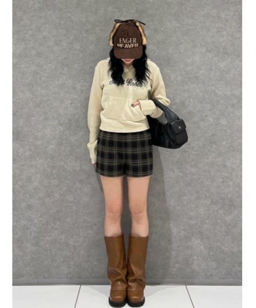 LAGUA GEM（ラグアジェム）の「JACQUARD HOODIE KNIT トップス（ニット/セーター・レディース・バーガンディー/杢グレー/アイボリー/ブラック・FREE）」の21枚目の写真