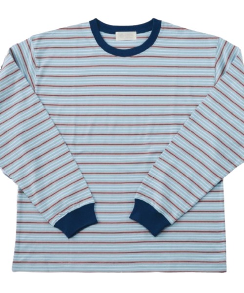 soglia（ソリア）の「SOGLIA/ソリア　OPEN END MULTI BORDER L/S TEE　ボーダーＴ（Tシャツ/カットソー・レディース・ホワイト/ワインレッド/ブラック/ブルー・1）」の7枚目の写真