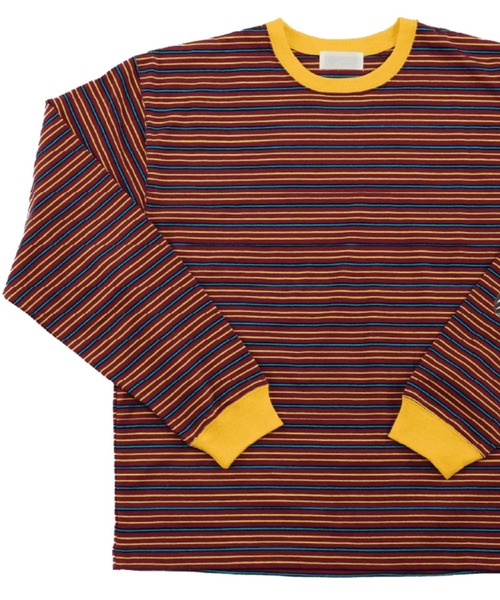 soglia（ソリア）の「SOGLIA/ソリア　OPEN END MULTI BORDER L/S TEE　ボーダーＴ（Tシャツ/カットソー・レディース・ホワイト/ワインレッド/ブラック/ブルー・1）」の8枚目の写真