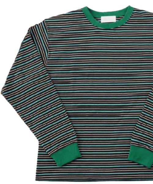 soglia（ソリア）の「SOGLIA/ソリア　OPEN END MULTI BORDER L/S TEE　ボーダーＴ（Tシャツ/カットソー・レディース・ホワイト/ワインレッド/ブラック/ブルー・1）」の9枚目の写真
