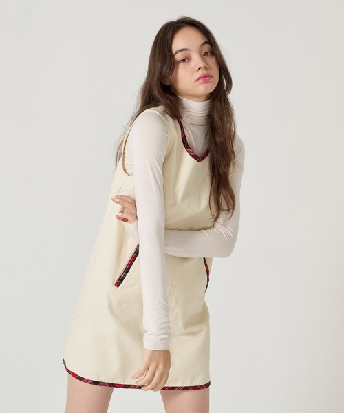 TINA：JOJUN（ティーナジョジュン）の「チェック ドッキング ミニジャンスカ TINA：JOJUN（ジャンパースカート・レディース・インディゴブルー/アイボリー・M）」の21枚目の写真