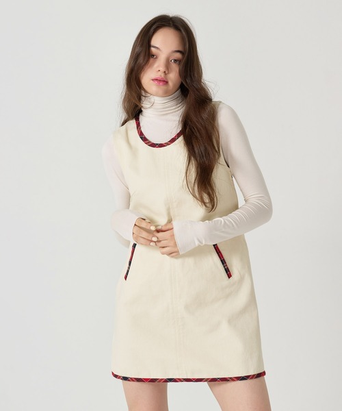 TINA：JOJUN（ティーナジョジュン）の「チェック ドッキング ミニジャンスカ TINA：JOJUN（ジャンパースカート・レディース・インディゴブルー/アイボリー・M）」の19枚目の写真