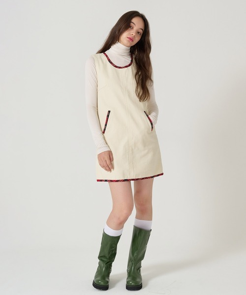 TINA：JOJUN（ティーナジョジュン）の「チェック ドッキング ミニジャンスカ TINA：JOJUN（ジャンパースカート・レディース・インディゴブルー/アイボリー・M）」の13枚目の写真