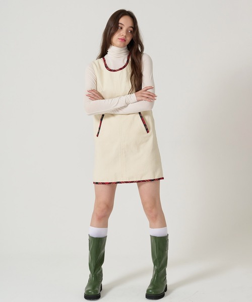 TINA：JOJUN（ティーナジョジュン）の「チェック ドッキング ミニジャンスカ TINA：JOJUN（ジャンパースカート・レディース・インディゴブルー/アイボリー・M）」の9枚目の写真