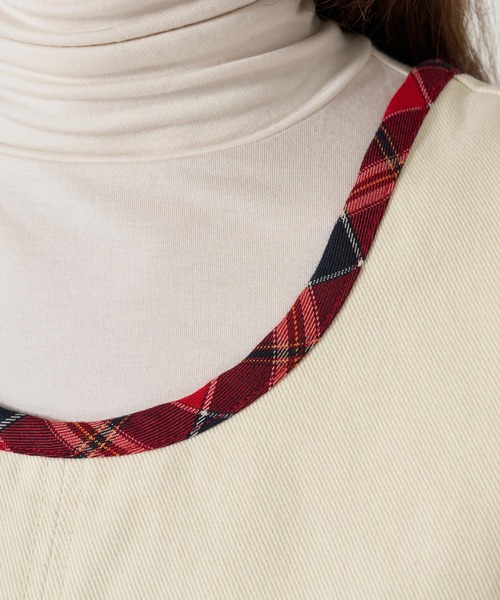 TINA：JOJUN（ティーナジョジュン）の「チェック ドッキング ミニジャンスカ TINA：JOJUN（ジャンパースカート・レディース・インディゴブルー/アイボリー・M）」の3枚目の写真