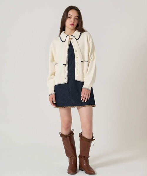 TINA：JOJUN（ティーナジョジュン）の「チェック ドッキング ミニジャンスカ TINA：JOJUN（ジャンパースカート・レディース・インディゴブルー/アイボリー・M）」の4枚目の写真