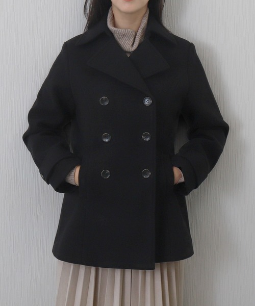 libelle more（リベル モア）の「フェイクウールショート丈ピーコート｜通勤 / きれいめ / 細見せ（ピーコート・レディース・モカ/ベージュ/アイボリー/ブラック/チャコールグレー・M/L）」の14枚目の写真