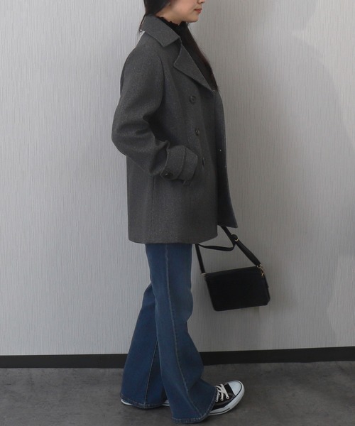 libelle more（リベル モア）の「フェイクウールショート丈ピーコート｜通勤 / きれいめ / 細見せ（ピーコート・レディース・モカ/ベージュ/アイボリー/ブラック/チャコールグレー・M/L）」の13枚目の写真