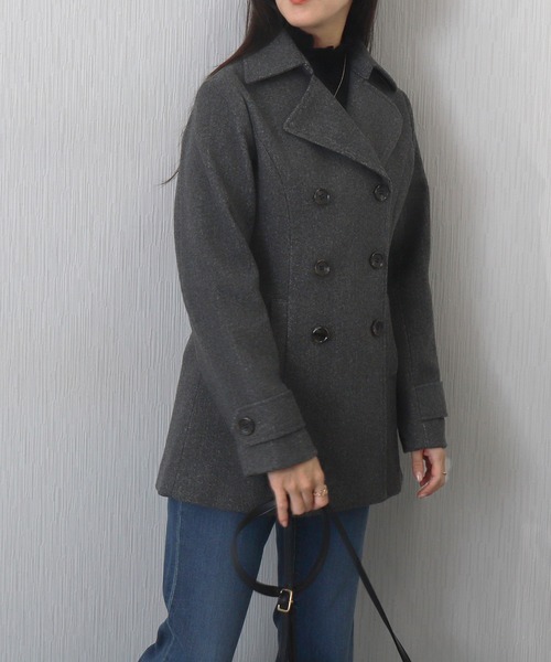 セール】フェイクウールショート丈ピーコート（ピーコート）｜libelle