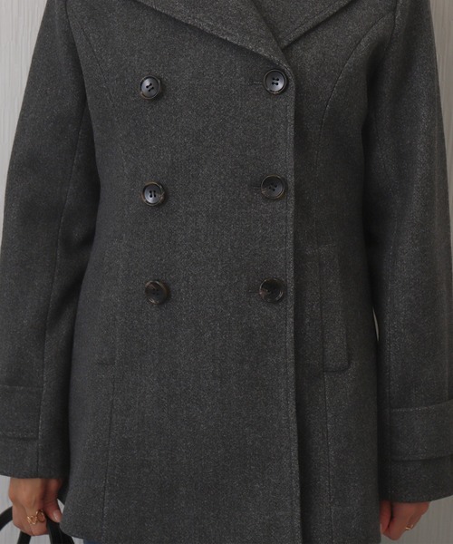 libelle more（リベル モア）の「フェイクウールショート丈ピーコート｜通勤 / きれいめ / 細見せ（ピーコート・レディース・モカ/ベージュ/アイボリー/ブラック/チャコールグレー・M/L）」の11枚目の写真