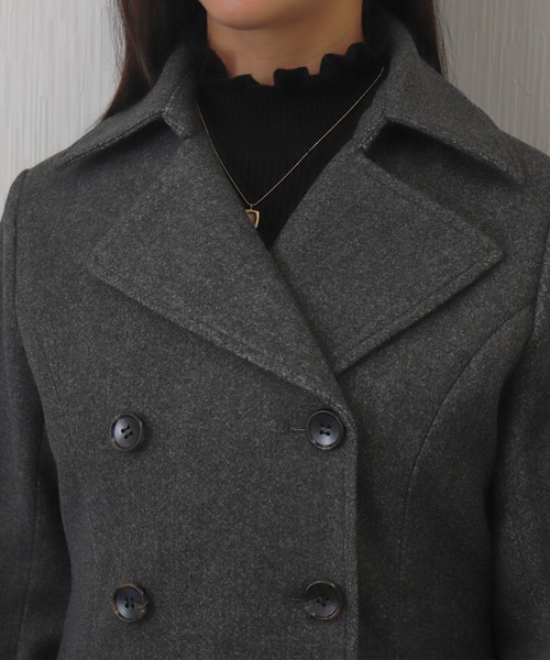 libelle more（リベル モア）の「フェイクウールショート丈ピーコート｜通勤 / きれいめ / 細見せ（ピーコート・レディース・モカ/ベージュ/アイボリー/ブラック/チャコールグレー・M/L）」の18枚目の写真