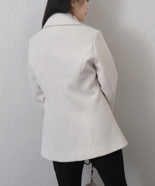 libelle more（リベル モア）の「フェイクウールショート丈ピーコート｜通勤 / きれいめ / 細見せ（ピーコート・レディース・モカ/ベージュ/アイボリー/ブラック/チャコールグレー・M/L）」の12枚目の写真