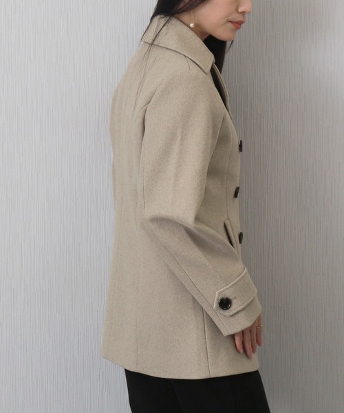 libelle more（リベル モア）の「フェイクウールショート丈ピーコート｜通勤 / きれいめ / 細見せ（ピーコート・レディース・モカ/ベージュ/アイボリー/ブラック/チャコールグレー・M/L）」の10枚目の写真