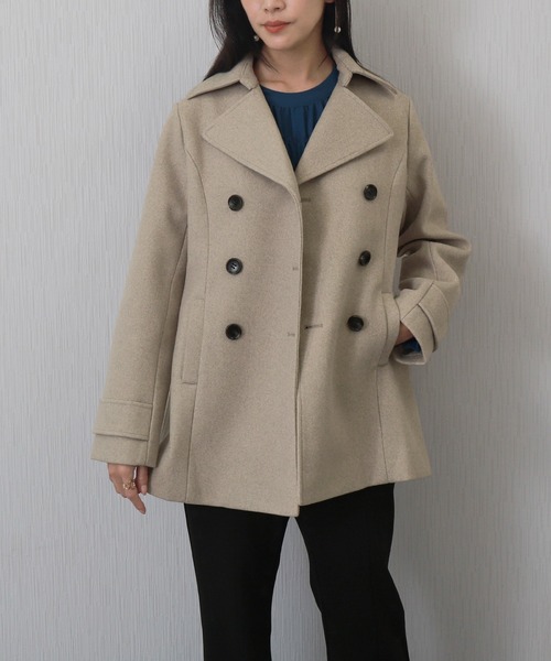 libelle more（リベル モア）の「フェイクウールショート丈ピーコート｜通勤 / きれいめ / 細見せ（ピーコート・レディース・モカ/ベージュ/アイボリー/ブラック/チャコールグレー・M/L）」の16枚目の写真
