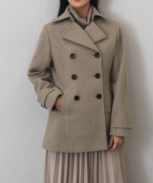 libelle more（リベル モア）の「フェイクウールショート丈ピーコート｜通勤 / きれいめ / 細見せ（ピーコート・レディース・モカ/ベージュ/アイボリー/ブラック/チャコールグレー・M/L）」の21枚目の写真