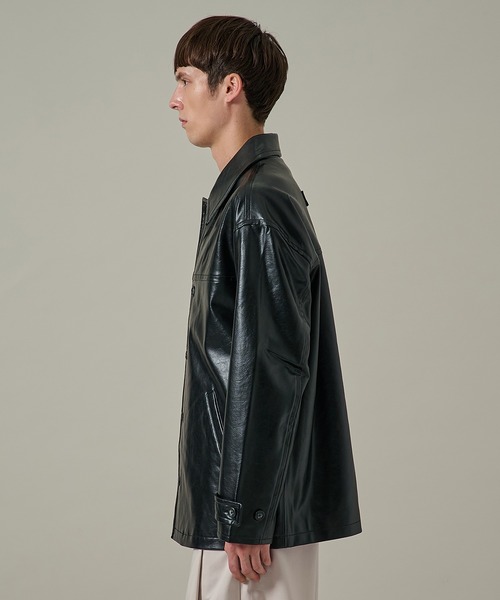 Jieda(ジエダ)の「【Jieda】別注 FAKE LEATHER CAR COAT(カバーオール・メンズ・ブラック/ブラウン・1/2)」の6枚目の写真