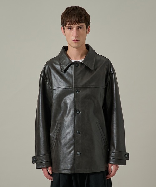 Jieda(ジエダ)の「【Jieda】別注 FAKE LEATHER CAR COAT(カバーオール・メンズ・ブラック/ブラウン・1/2)」の9枚目の写真