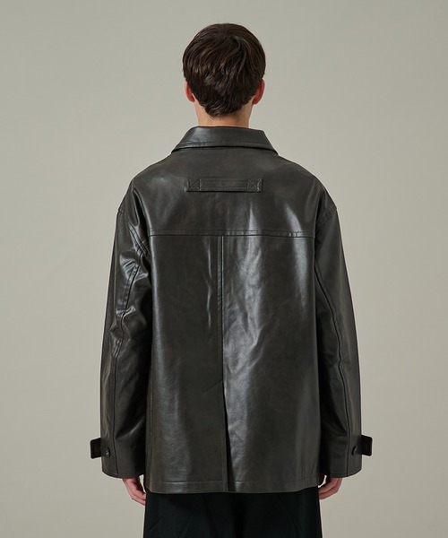 Jieda(ジエダ)の「【Jieda】別注 FAKE LEATHER CAR COAT(カバーオール・メンズ・ブラック/ブラウン・1/2)」の11枚目の写真