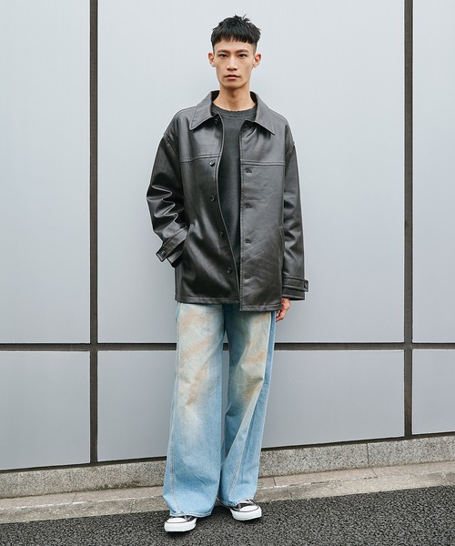 Jieda(ジエダ)の「【Jieda】別注 FAKE LEATHER CAR COAT(カバーオール・メンズ・ブラック/ブラウン・1/2)」の15枚目の写真