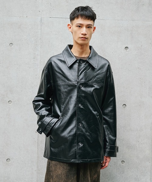 【美品】jieda ジエダ fake leather coat size 2 セール】【Jieda】別注 FAKE LEATHER CAR COAT（カバーオール）｜Jieda