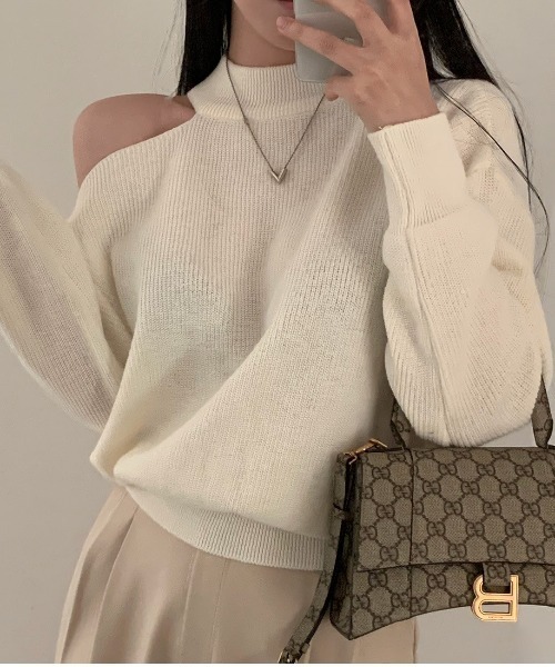 FREE STYLISTS(フリー スタイリスト)の「YUGA_YGMC Open Arms Knit Top(ニット/セーター・レディース・ホワイト/ブラウン・FREE)」の5枚目の写真