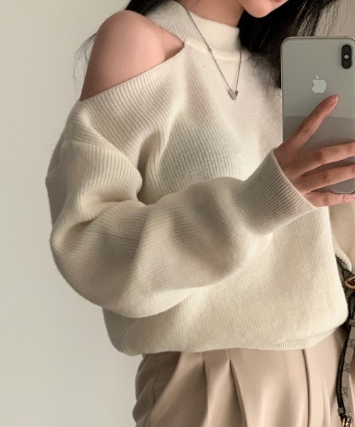 FREE STYLISTS(フリー スタイリスト)の「YUGA_YGMC Open Arms Knit Top(ニット/セーター・レディース・ホワイト/ブラウン・FREE)」の6枚目の写真