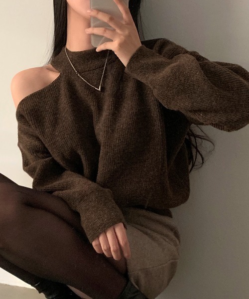 FREE STYLISTS(フリー スタイリスト)の「YUGA_YGMC Open Arms Knit Top(ニット/セーター・レディース・ホワイト/ブラウン・FREE)」の7枚目の写真