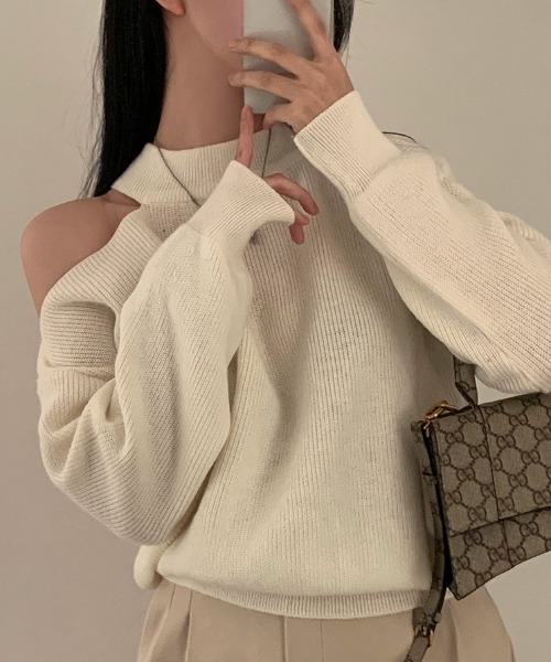 FREE STYLISTS(フリー スタイリスト)の「YUGA_YGMC Open Arms Knit Top(ニット/セーター・レディース・ホワイト/ブラウン・FREE)」の12枚目の写真