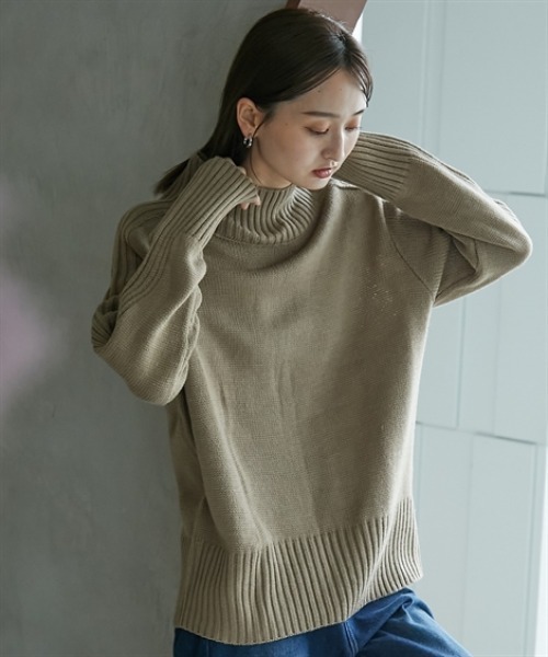 nissen(ニッセン)の「サイドリブ切替ハイネックニットトップス(ニット/セーター・レディース・チャコールグレー/カーキ/グレイッシュベージュ/モカ・S/M/L/LL)」の18枚目の写真