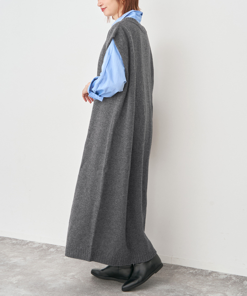 Spick & Span（スピックアンドスパン）の「ニットベストワンピース（ワンピース・レディース・チャコールグレー/ベージュ・FREE）」の7枚目の写真