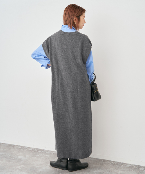Spick & Span（スピックアンドスパン）の「ニットベストワンピース（ワンピース・レディース・チャコールグレー/ベージュ・FREE）」の9枚目の写真