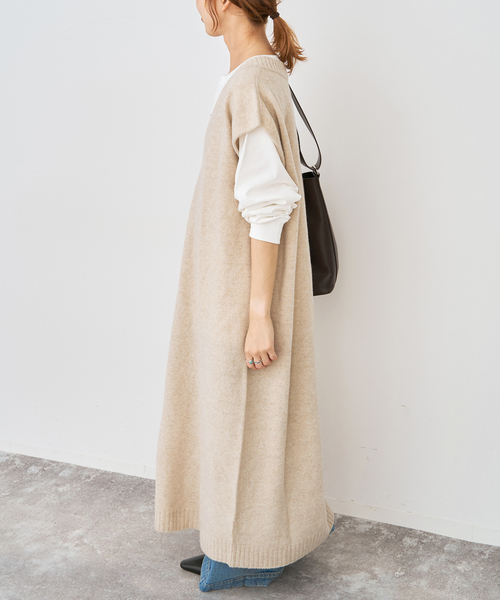 Spick & Span（スピックアンドスパン）の「ニットベストワンピース（ワンピース・レディース・チャコールグレー/ベージュ・FREE）」の14枚目の写真