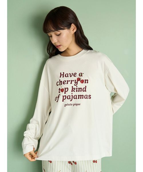 セール】【UNISEX】チェリー柄ワンポイントロンT（ルームウェア