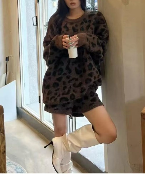 vividay セットアップ ヒョウ柄 ViViDAY セットアップ 「上下2点セット」ヒョウ柄ビッグシルエットス