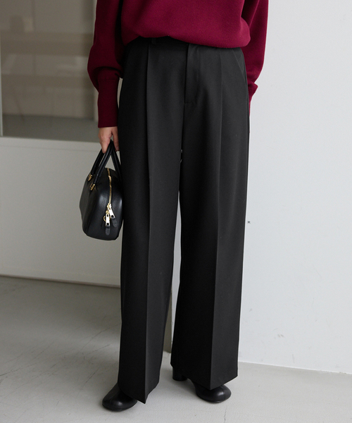 SLOBE IENA(スローブイエナ)の「《WEBのみ4サイズ展開/追加》TRワイドトラウザー(スラックス・レディース・ブラック/グレー/ブラウン・34/40/38/36)」の12枚目の写真