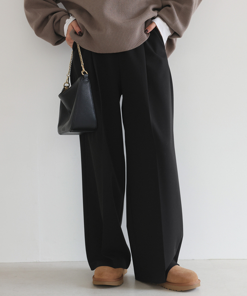 SLOBE IENA(スローブイエナ)の「《WEBのみ4サイズ展開/追加》TRワイドトラウザー(スラックス・レディース・ブラック/グレー/ブラウン・34/40/38/36)」の14枚目の写真