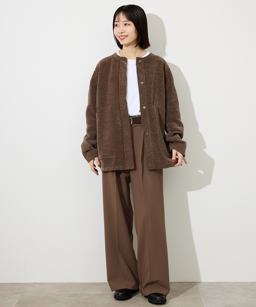 WEBのみ4サイズ展開/追加》TRワイドトラウザー（スラックス）｜SLOBE