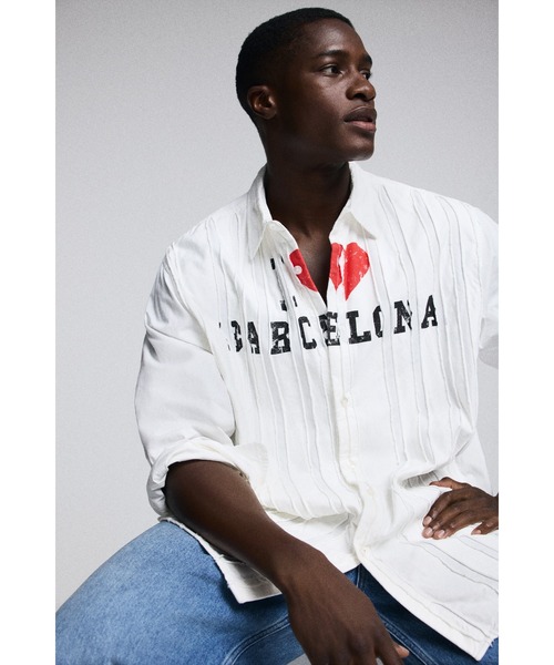 Desigual（デシグアル）の「【Desigual×BOTTER】プリントパネルオーバーサイズシャツ（シャツ/ブラウス・メンズ・ホワイト・S/L/M/XL）」の5枚目の写真