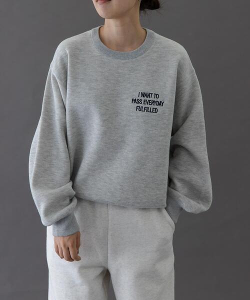 FORK&SPOON（フォークアンドスプーン）の「FORK&SPOON　エンブロイダリーロゴニットプルオーバー（ニット/セーター・レディース・グレー/ネイビー・1）」の11枚目の写真