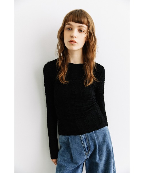 WCJ(ダブルシージェイ)の「ジャガードTOPS(Tシャツ/カットソー・レディース・ピンク/ライム/ブラック/ホワイト・FREE)」の7枚目の写真
