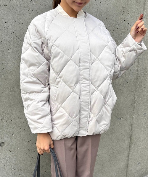セール】ストレッチタフタノーカラーダウンコート（ダウンジャケット