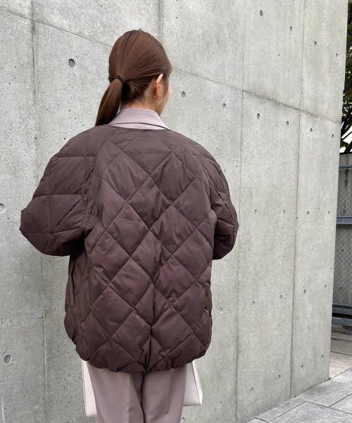 12Twelve Agenda（トゥエルブ　アジェンダ）の「ストレッチタフタノーカラーダウンコート（ダウンジャケット/コート・レディース・ブラウン/ライトグレー・M）」の13枚目の写真