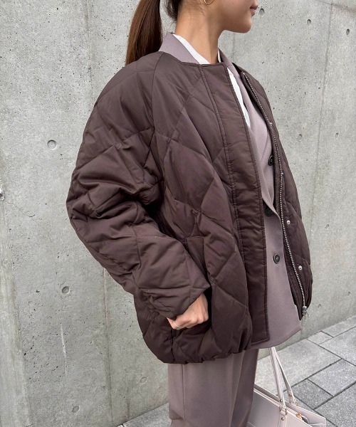 12Twelve Agenda（トゥエルブ　アジェンダ）の「ストレッチタフタノーカラーダウンコート（ダウンジャケット/コート・レディース・ブラウン/ライトグレー・M）」の8枚目の写真