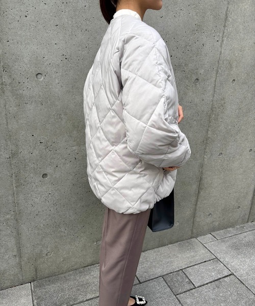 12Twelve Agenda（トゥエルブ　アジェンダ）の「ストレッチタフタノーカラーダウンコート（ダウンジャケット/コート・レディース・ブラウン/ライトグレー・M）」の19枚目の写真