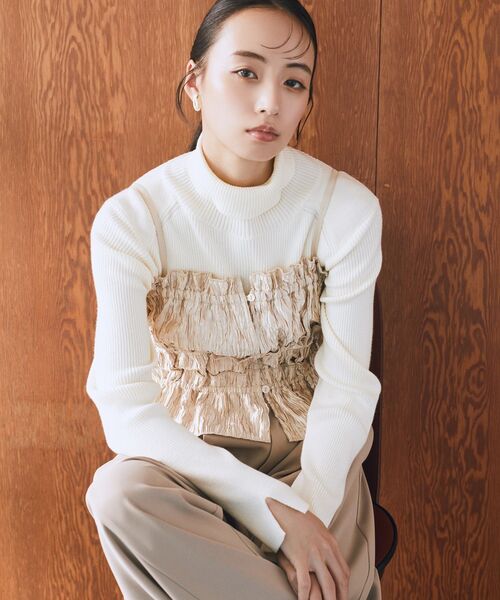 earth music&ecology（アースミュージックアンドエコロジー）の「シャーリングビスチェ（ベスト・レディース・アイボリー/ブラック/モカ・FREE）」の5枚目の写真