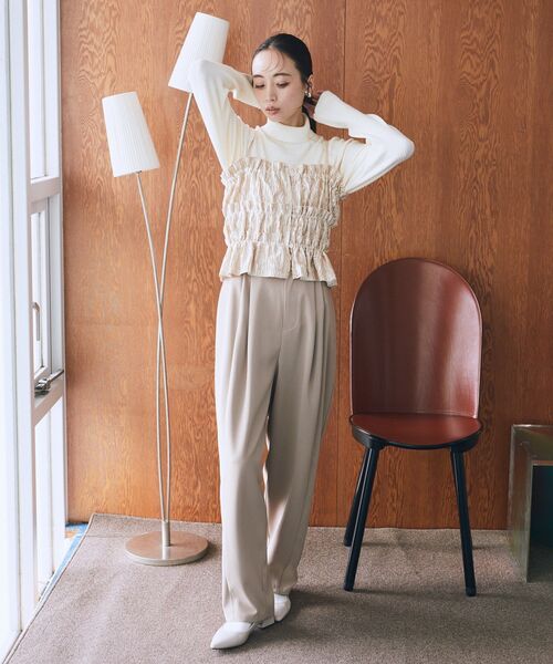 earth music&ecology（アースミュージックアンドエコロジー）の「シャーリングビスチェ（ベスト・レディース・アイボリー/ブラック/モカ・FREE）」の8枚目の写真